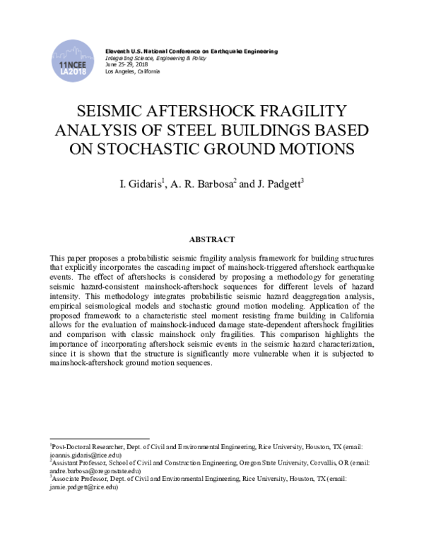 (PDF) Seismic aftershock fragility analysis of steel buildings based on ...