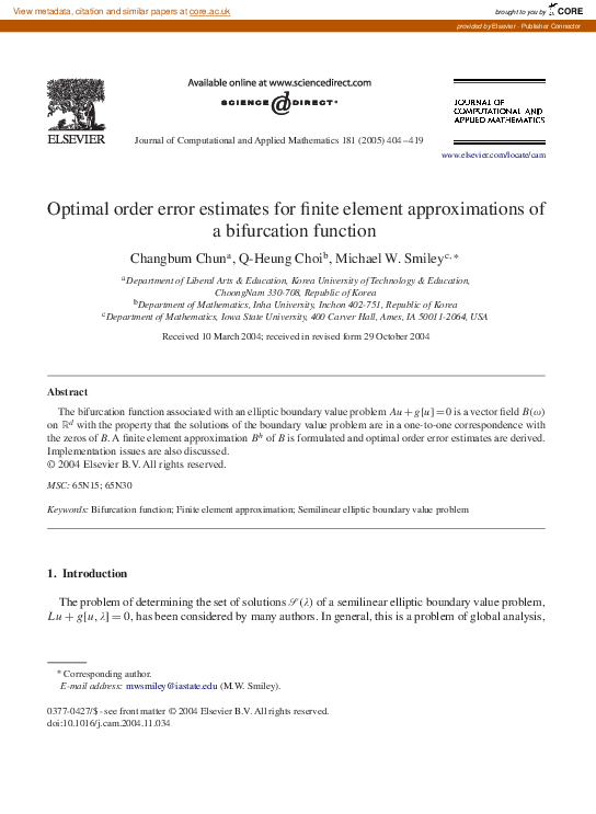 (PDF) Optimal order error estimates for finite element approximations ...