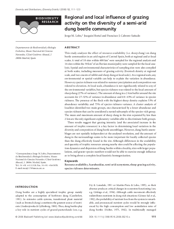 (PDF) Regional and local influence of grazing activity on the diversity ...