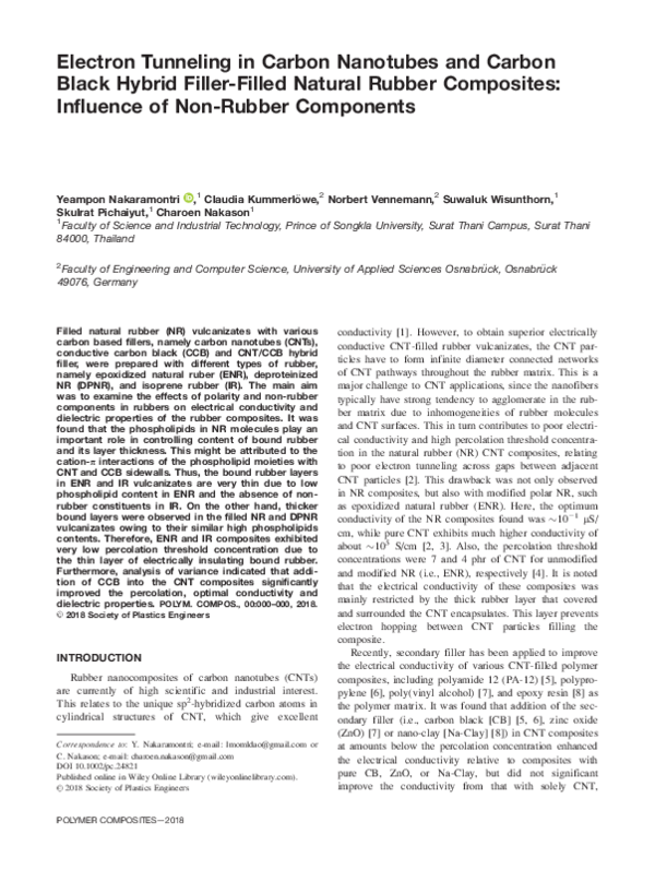 (PDF) Electron tunneling in carbon nanotubes and carbon black hybrid ...