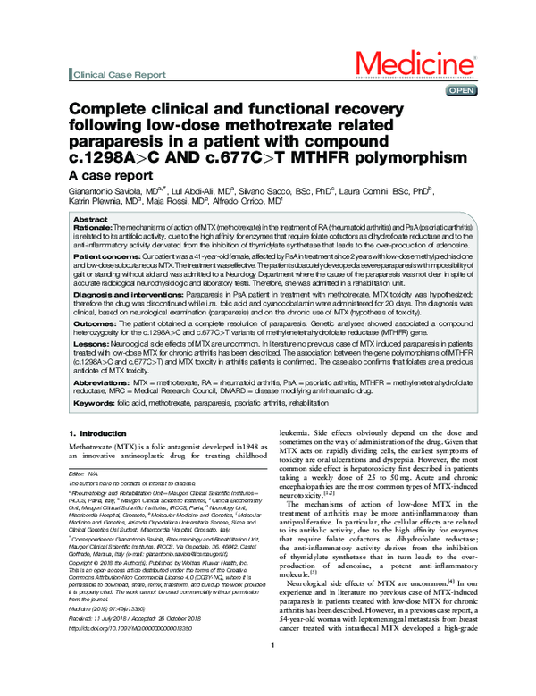 (PDF) Complete clinical and functional recovery following low-dose ...