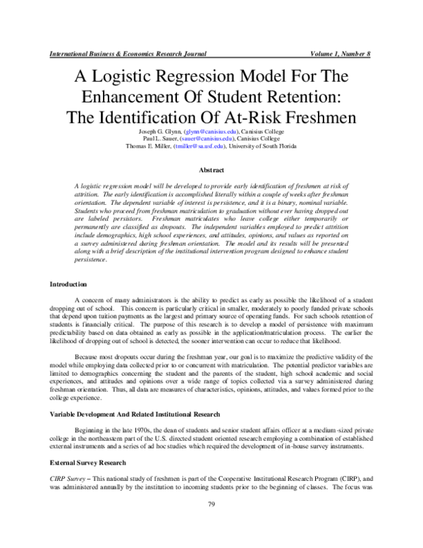 (PDF) A Logistic Regression Model For The Enhancement Of Student ...