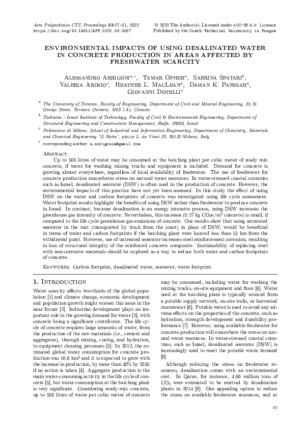 (PDF) Environmental impacts of using desalinated water in concrete ...