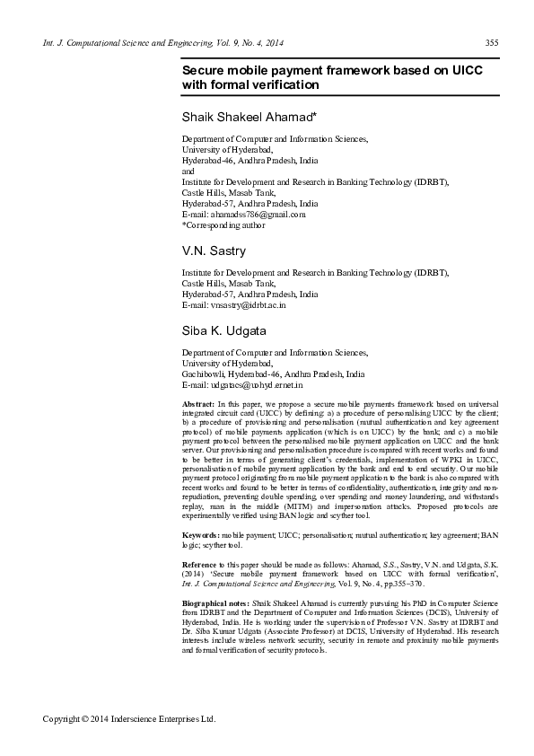 (PDF) Secure mobile payment framework based on UICC with formal ...