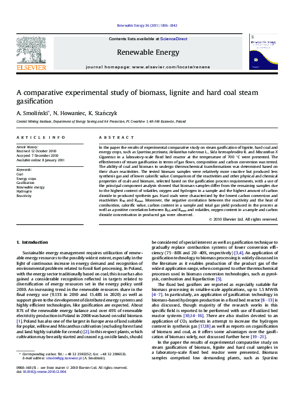 (PDF) A comparative experimental study of biomass, lignite and hard ...