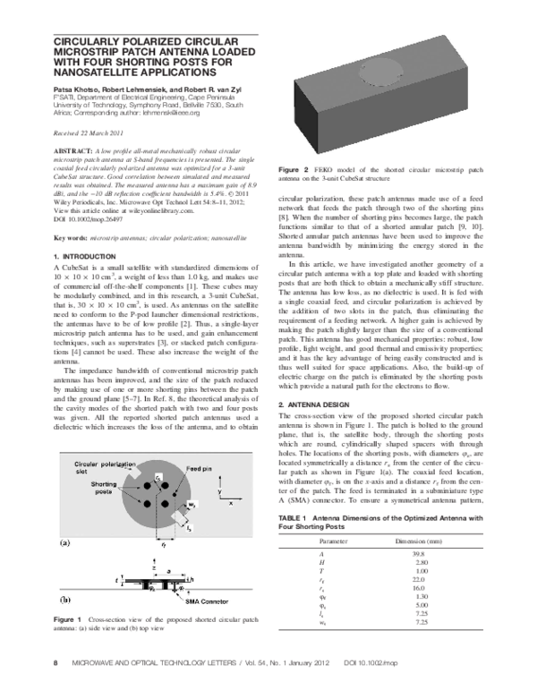 (PDF) Circularly polarized circular microstrip patch antenna loaded ...