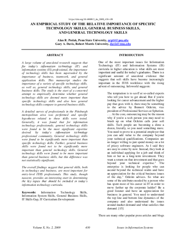 (PDF) An Empirical Study of the Relative Importance of Specific ...