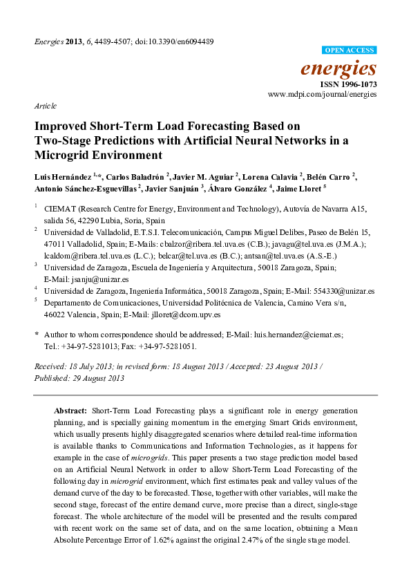 (PDF) Improved Short-Term Load Forecasting Based on Two-Stage ...