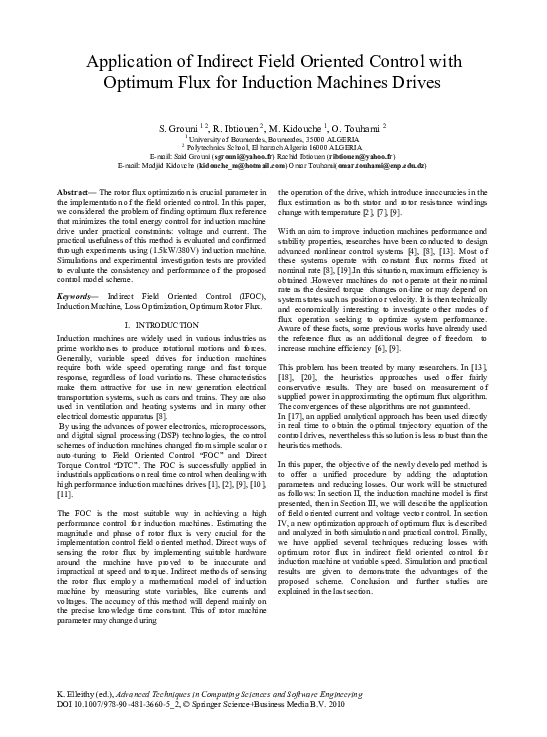 (PDF) Application of Indirect Field Oriented Control with Optimum Flux ...