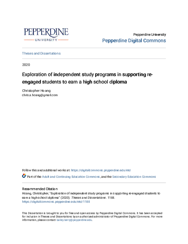 (PDF) Exploration of Independent Study Programs in Supporting Re ...