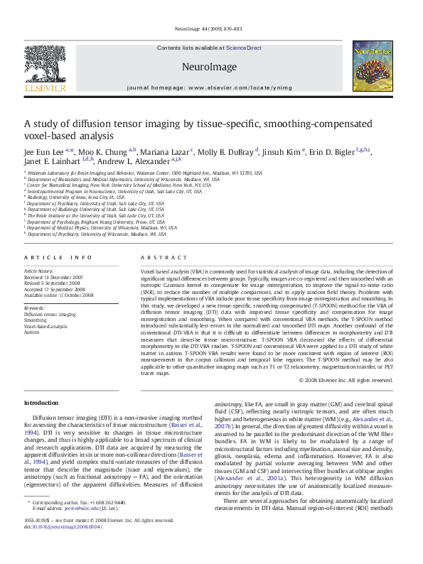 (PDF) A study of diffusion tensor imaging by tissue-specific, smoothing ...