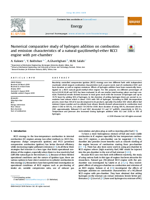 (PDF) Numerical comparative study of hydrogen addition on combustion ...