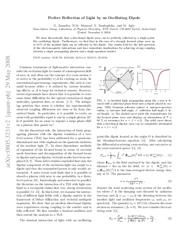 (PDF) Perfect Reflection of Light by an Oscillating Dipole