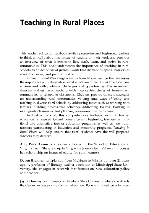 (PDF) Teaching in Rural Places