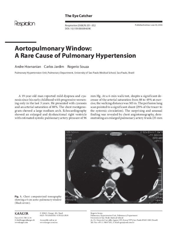 (PDF) Aortopulmonary Window: A Rare Cause of Pulmonary Hypertension