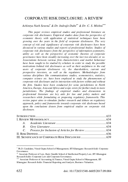 (PDF) Corporate Risk Disclosure: A Review