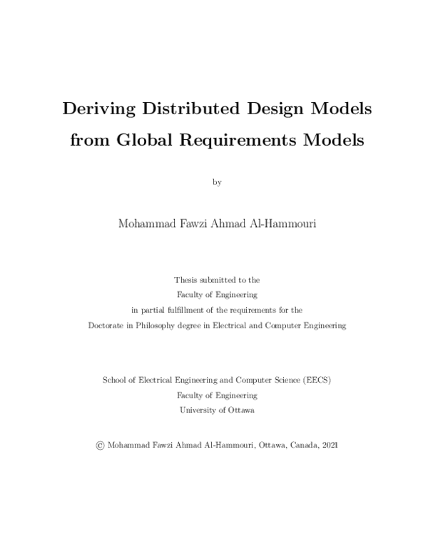 (PDF) Deriving Distributed Design Models from Global Requirements Models