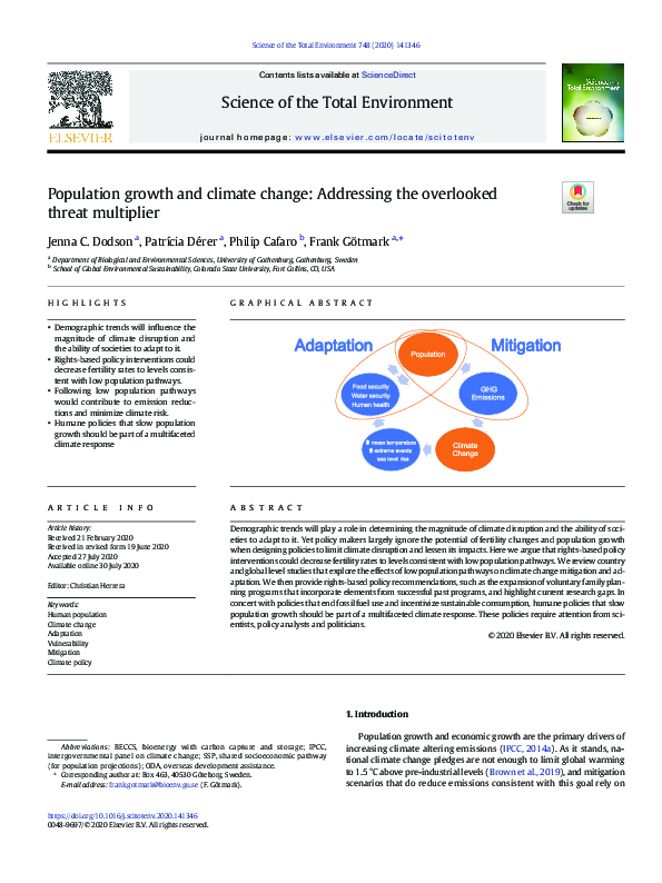 (PDF) Population growth and climate change: Addressing the overlooked ...