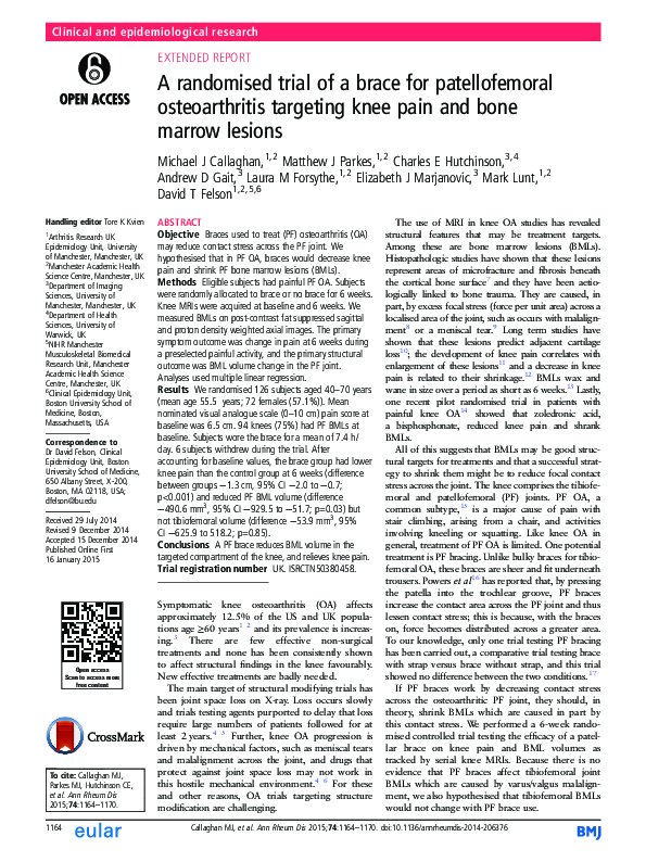(PDF) A randomised trial of a brace for patellofemoral osteoarthritis ...