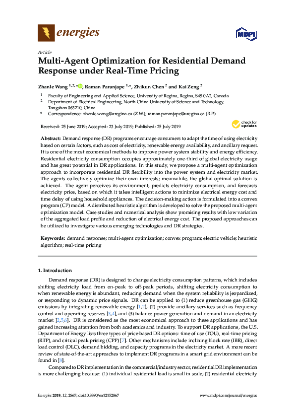 (PDF) Multi-Agent Optimization for Residential Demand Response under ...