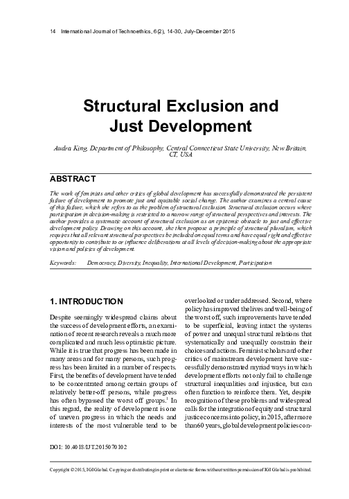(PDF) Structural Exclusion and Just Development