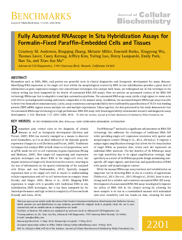 (PDF) Fully automated RNAscope in situ hybridization assays for ...