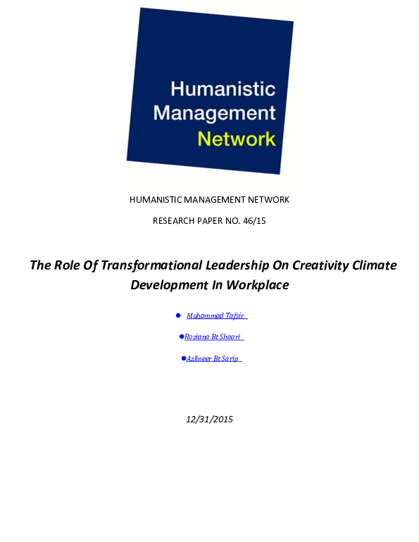 (PDF) The Role of Transformational Leadership on Creativity Climate ...
