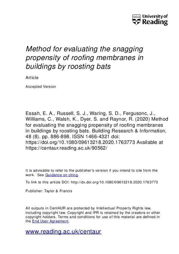 (PDF) Method for evaluating the snagging propensity of roofing membranes in buildings by