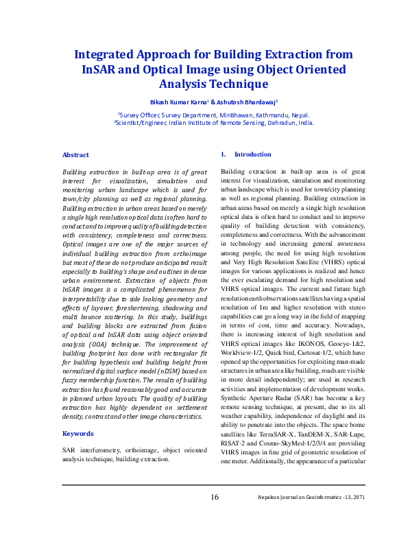 (PDF) Integrated Approach for Building Extraction from InSAR and ...