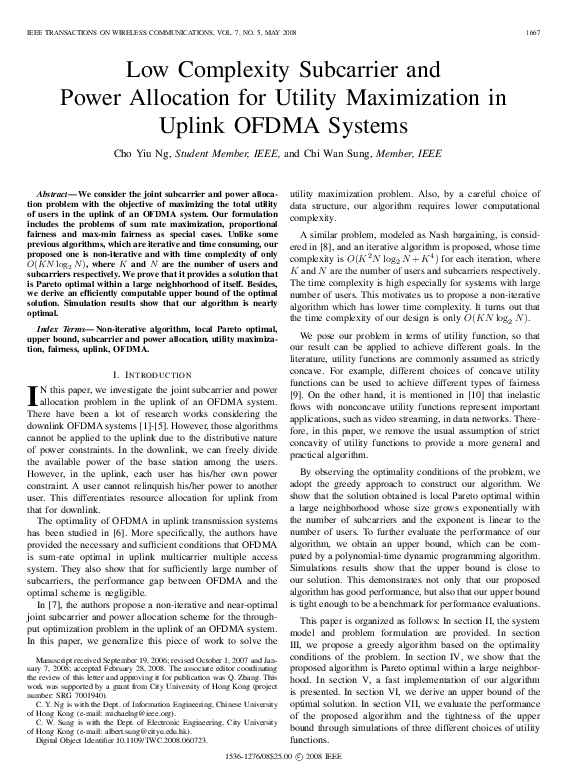 (PDF) Low complexity subcarrier and power allocation for utility ...