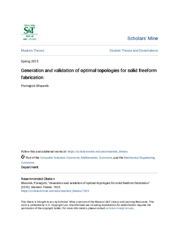 Generation and Validation of Optimal Topologies for Solid Freeform ...