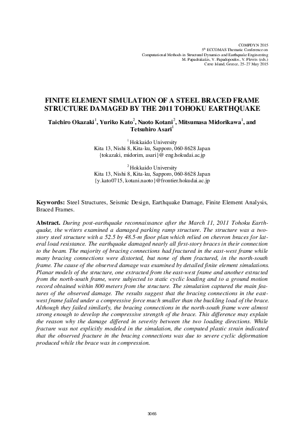 (PDF) Finite Element Simulation of a Steel Braced Frame Structure ...