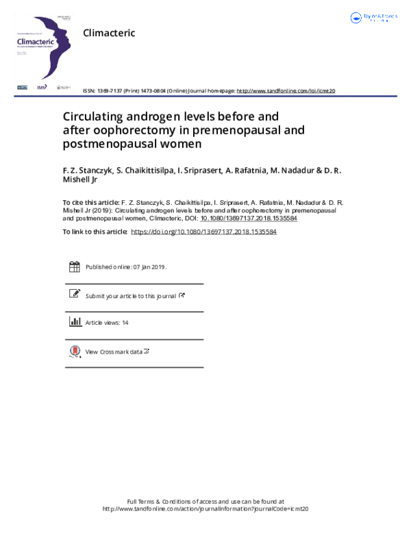 (PDF) Circulating androgen levels before and after oophorectomy in ...