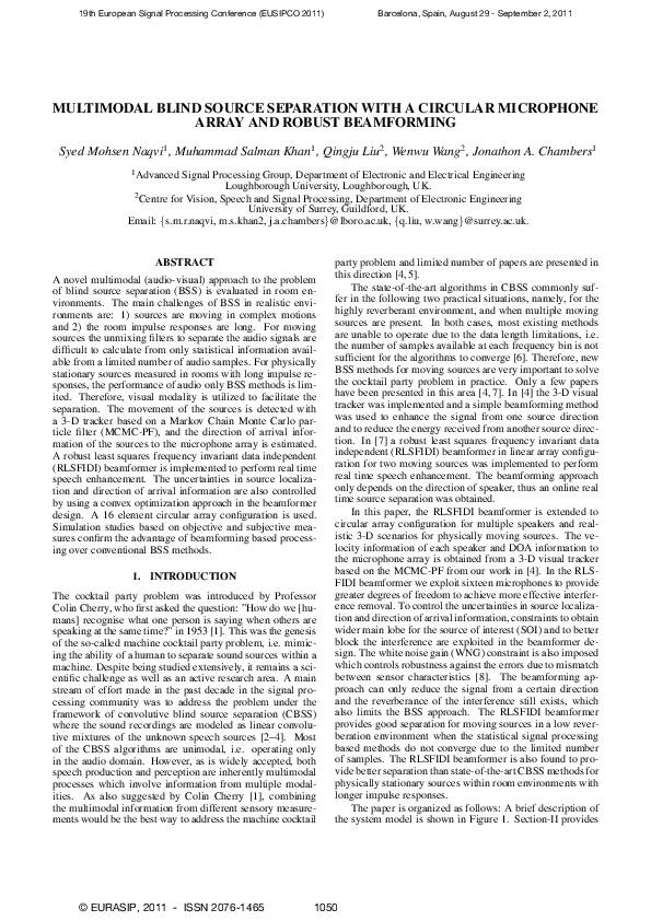 (PDF) Multimodal blind source separation for moving sources based on ...