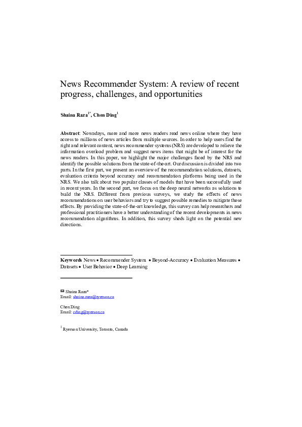 (PDF) A survey on news recommender system - Dealing with timeliness ...
