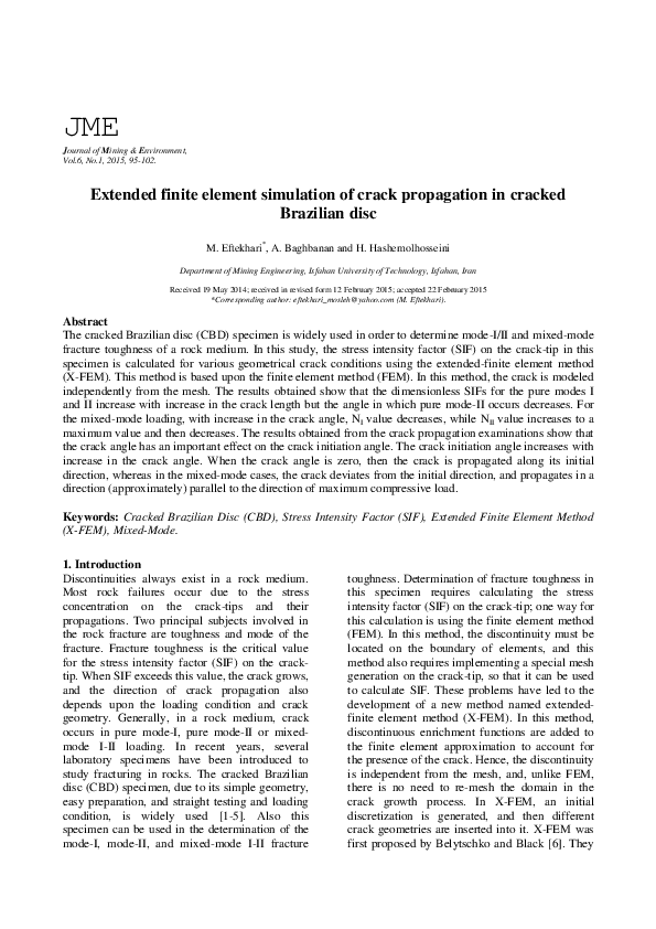 (PDF) Extended finite element simulation of crack propagation in ...