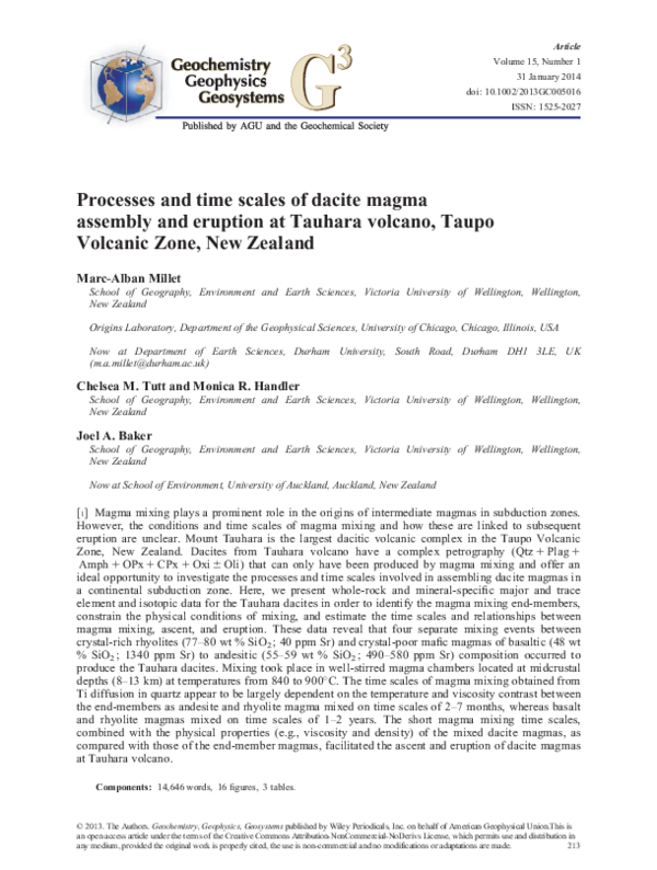 (PDF) Processes and time scales of dacite magma assembly and eruption ...