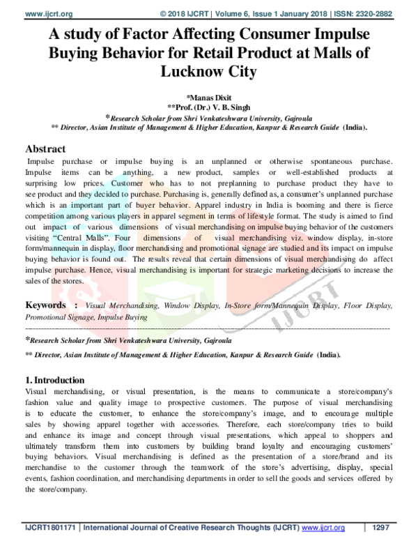 (PDF) A study of Factor Affecting Consumer Impulse Buying Behavior for ...