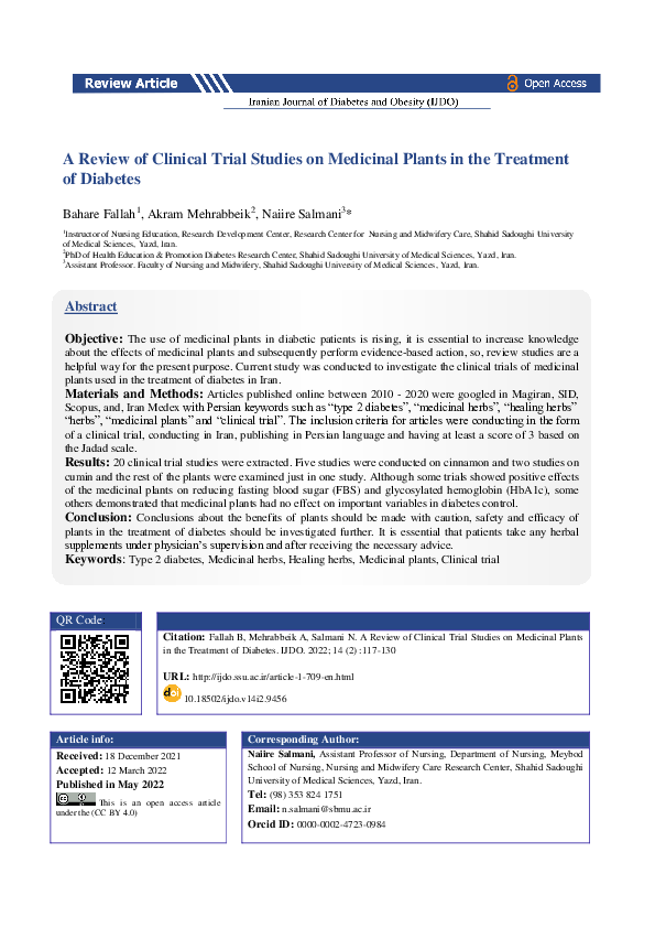 (PDF) A Review of Clinical Trial Studies on Medicinal Plants in the ...