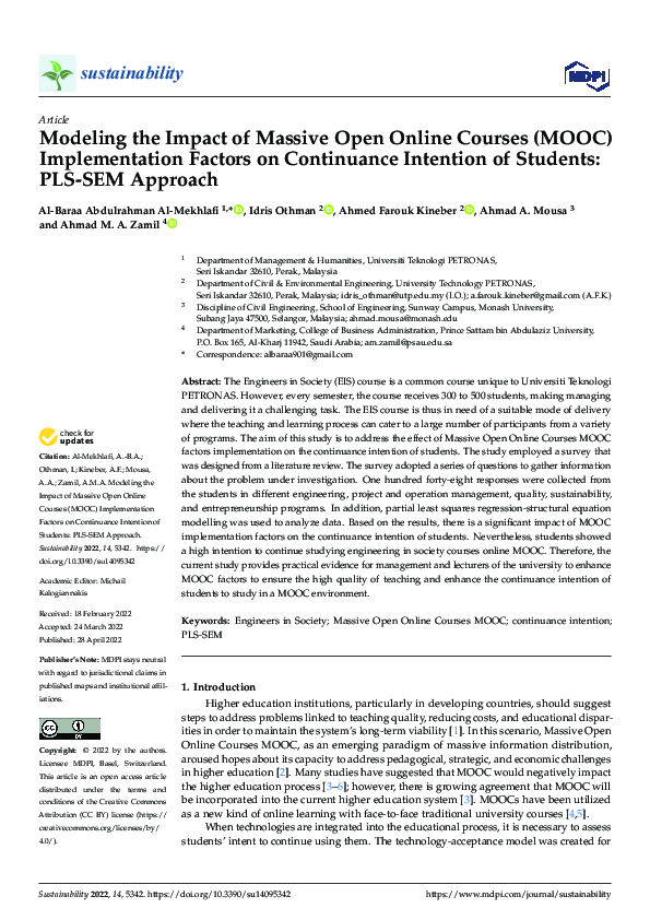 (PDF) Modeling the Impact of Massive Open Online Courses (MOOC ...