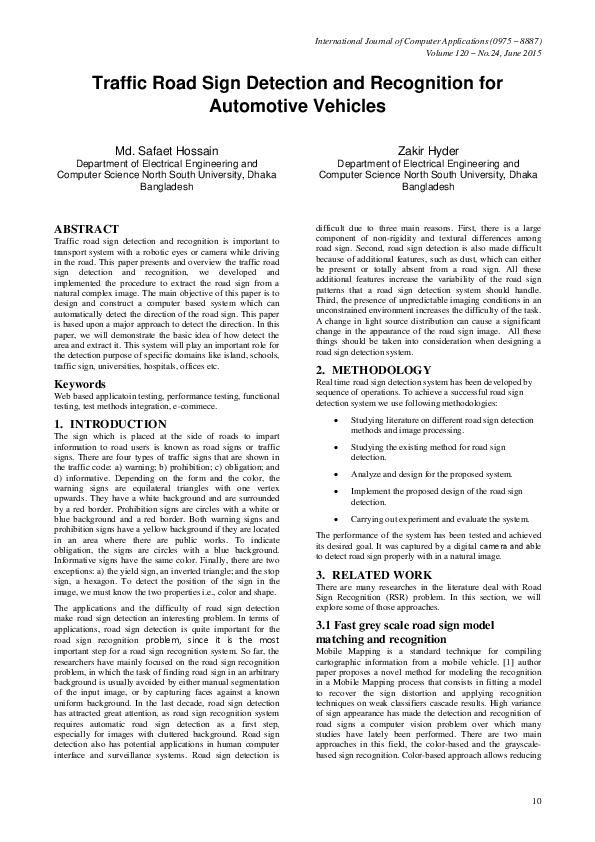 (PDF) Traffic Road Sign Detection and Recognition for Automotive Vehicles
