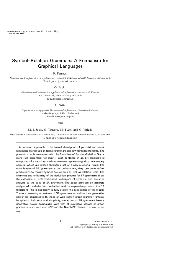 (PDF) Symbol–Relation Grammars: A Formalism for Graphical Languages