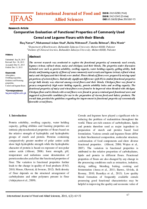 (PDF) Comparative Evaluation of Functional Properties of Some Commonly ...