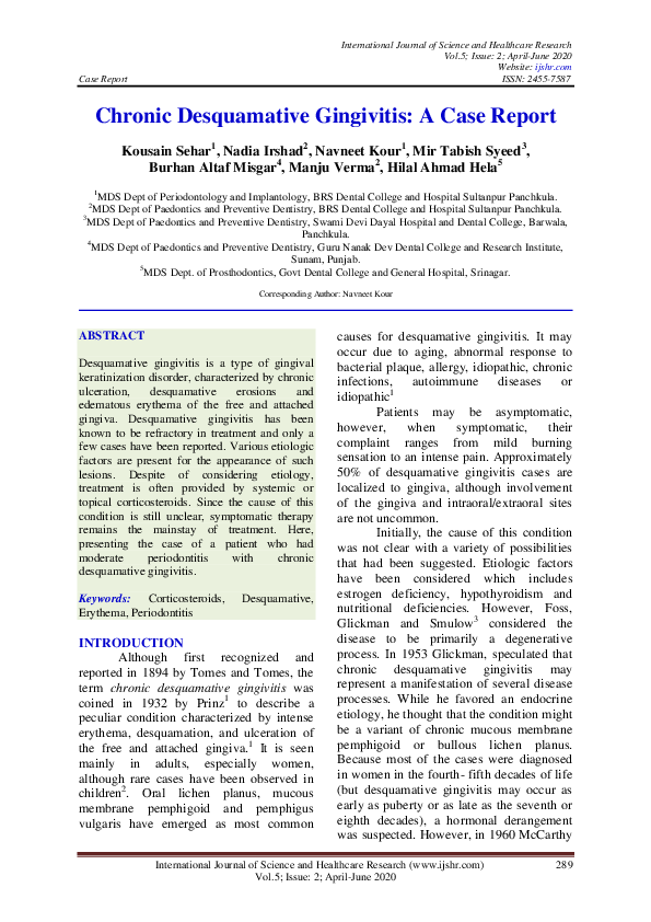 (PDF) Chronic Desquamative Gingivitis A Case Report Dr. Kousain
