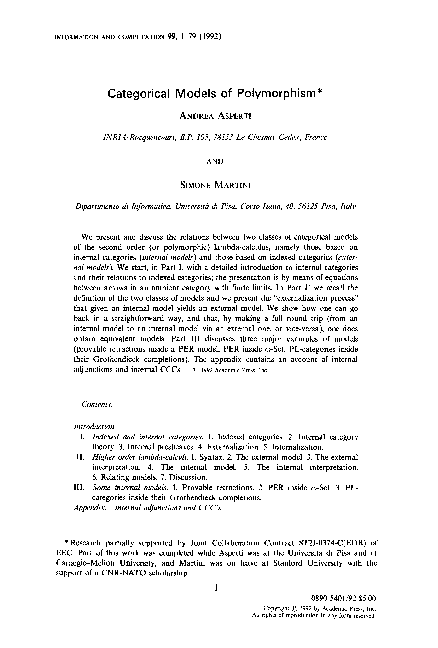 (PDF) Categorical models of polymorphism