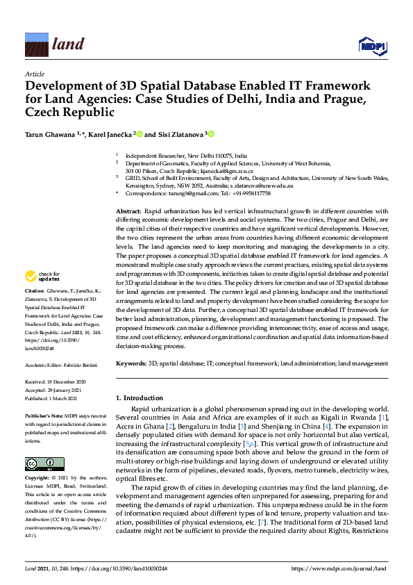 (PDF) Development of 3D Spatial Database Enabled IT Framework for Land ...