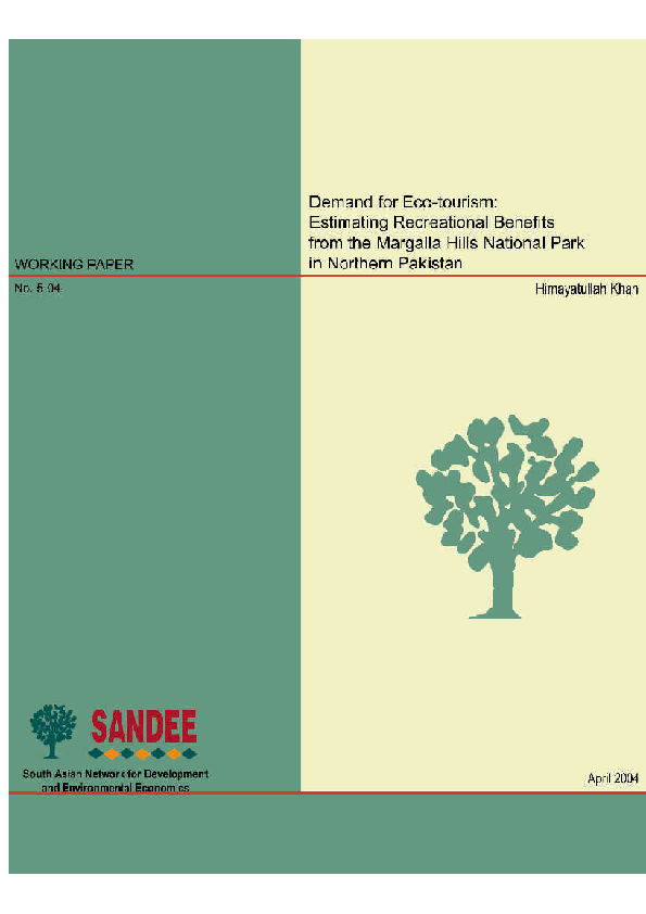 (PDF) Demand for eco-tourism: estimating recreational benefits from the ...