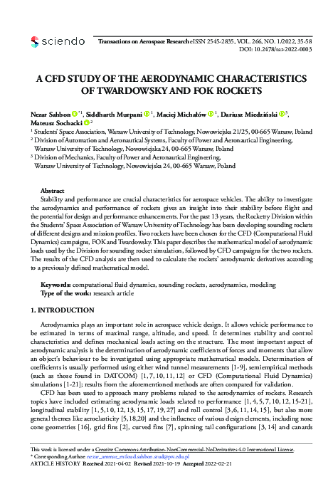 (PDF) A CFD Study of the Aerodynamic Characteristics of Twardowsky and ...