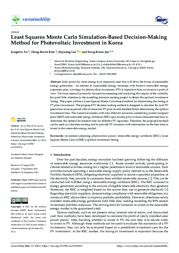 (PDF) Least Squares Monte Carlo Simulation-Based Decision-Making Method ...