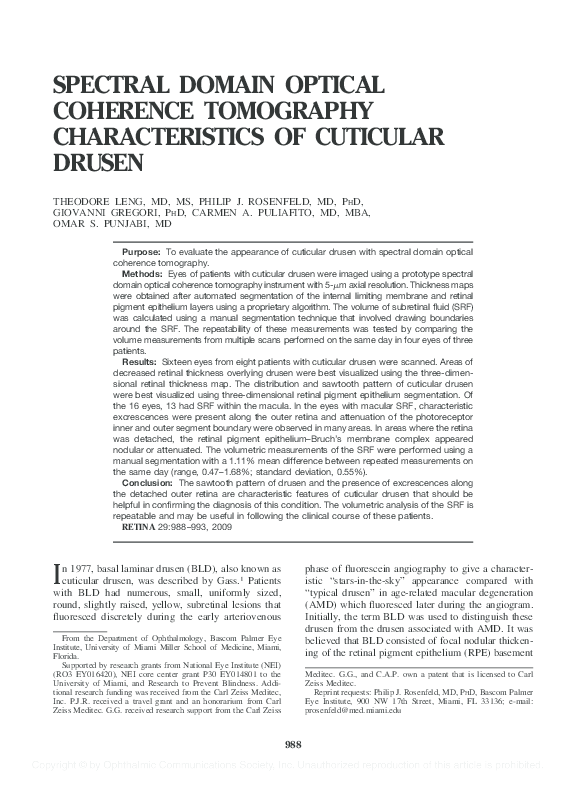 (PDF) Spectral domain optical coherence tomography characteristics of ...